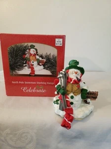 North Pole Snowman Stocking Hanger Vtg Sears Celebrate The Season Holiday Decor - Picture 1 of 10