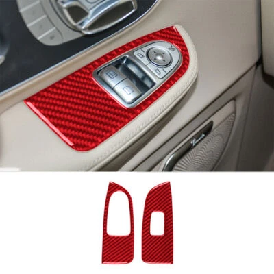 Red Carbon Fiber Interior Door Control Cover Trim For Mercedes-Benz V250 Foto 1 de 4
