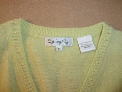 Cárdigan para mujer SPIEGEL M mezcla de lana merino suéter VERDE con cuentas cuello en V Foto 1 de 4