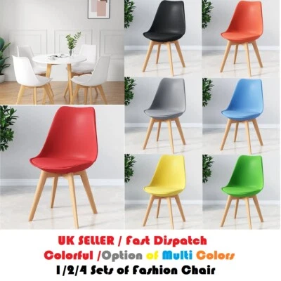 1/2/4 Set Tulpe Esszimmerstühle Designerstühle Holz Home Office Küche - Bild 1 von 4