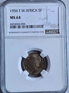 French West Africa 5 Francs 1956 NGC MS 64 - Picture 1 of 2