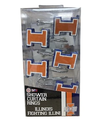 Anillos de cortina de ducha NCAA Fighting Illini Illinois 12 unidades Foto 1 de 4