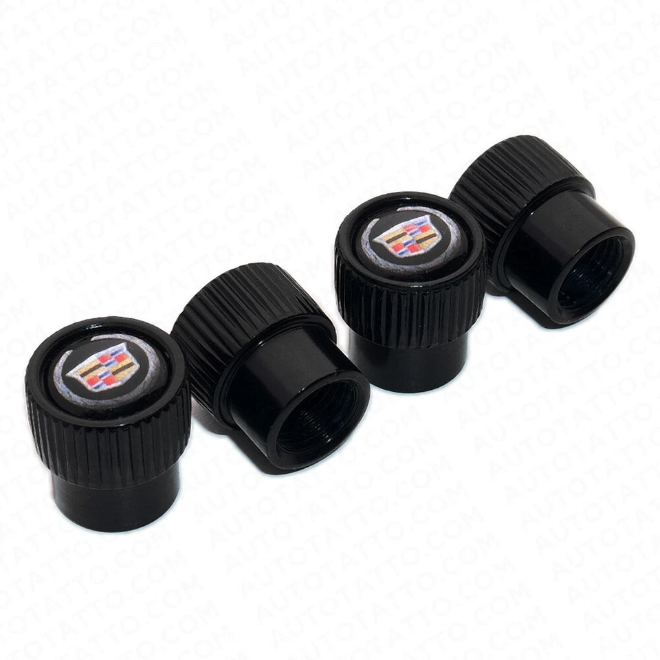 4pcs Universal Fit Cadillac Car Wheels Tire Air Valve Cap Stem Dust Cover Black - Image 1 of 4