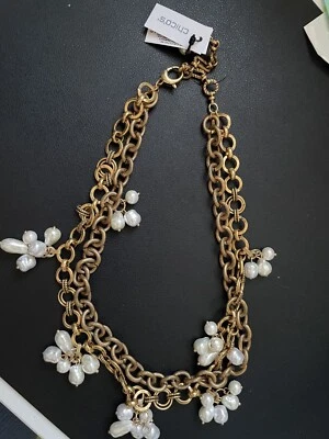 Collar Gargantilla Chico's Moderno Racimos de Perlas Doble Hilo 18 1/2 + 4 1/4" Foto 1 de 4