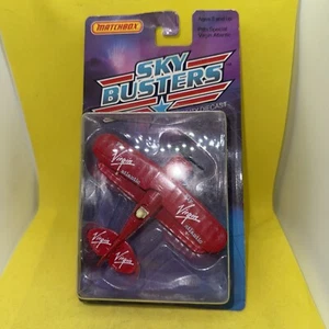 Vintage 1989 Matchbox Skybusters Virgin Atlantic Biplane RED Nos - Picture 1 of 8