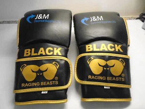 NEW RAGING BEASTS 10 OZ BOXING GLOVES 1 PAIR ~ COLOUR ~ BLACK ~ - Picture 1 of 4