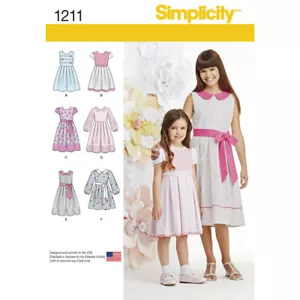 SIMPLICITY Sewing Pattern 1211 Girls Toddlers Childs Dress 3-6 or 7-14 *10% OFF* - Picture 1 of 5