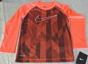 NEW NIKE BOYS DRI-FIT ATHLETIC PULLOVER SIZE 5 LONG SLEEVE ORANGE BLACK NWT - Picture 1 of 6
