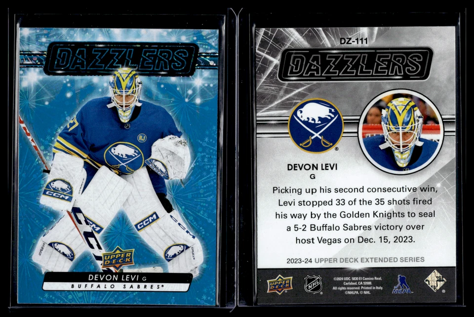 2023-24 Upper Deck Extended Series Blue Dazzlers #DZ-111 Devon Levi - Image 1 of 1
