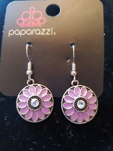 Paparazzi Jewelry   Silver/purple/Flower Earrings # 10