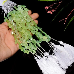 Natural Prehnite Gemstone Marquise Shape Faceted Beads 12X5X4mm Strand XY-883 - Picture 1 of 4