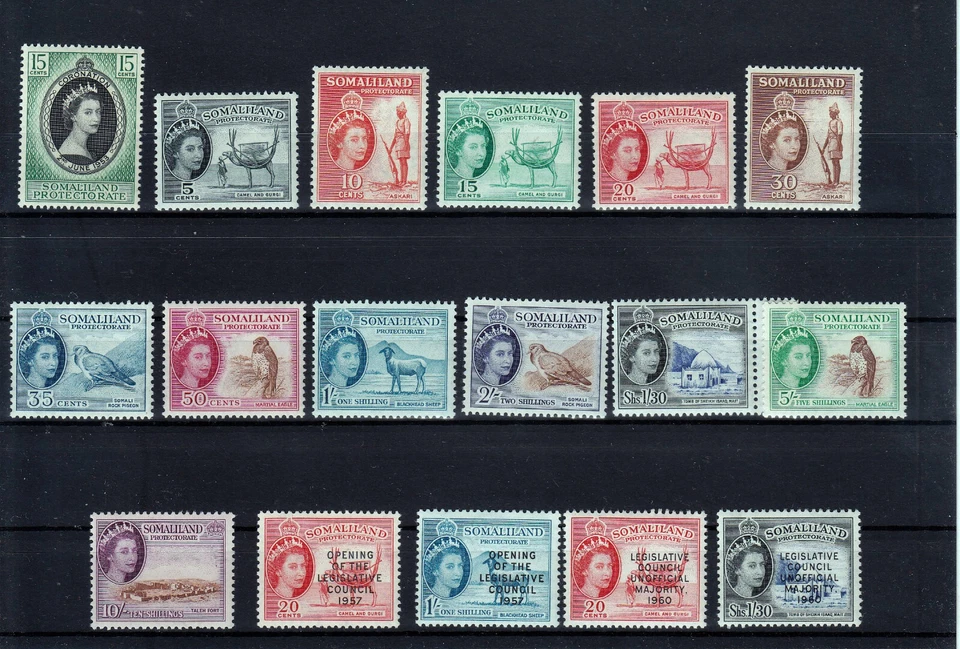 SOMALILAND  1953 - 1960  SG 136-152  4 COMPLETE SETS  MLH* - Image 1 of 1