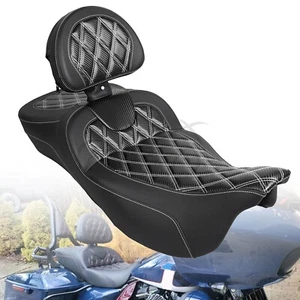 Asiento de conductor pasajero negro apto para Harley Ultra Limited Road King Classic FLHRC - Imagen 1 de 21