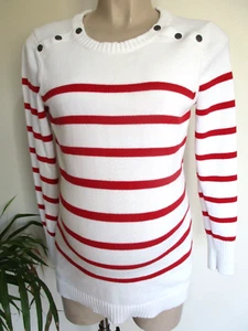 SERAPHINE UMSTANDS- UND STILLPULLOVER ROT WEISS GESTREIFT OBERTEIL GRÖSSE XS UK 6–8 - Bild 1 von 3