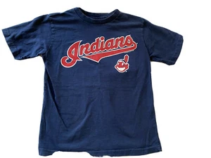 Boys Navy Short Sleeve T Cleveland Indians w/ Chief Wahoo "Genuine Mdse" YOUTH S - Picture 1 of 6
