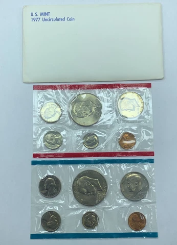 1977-P&D U.S. Uncirculated Set 12 Coins in Original Packaging Cover