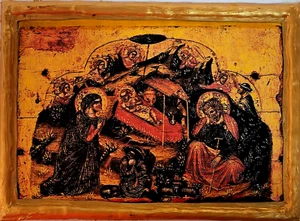 Nativity Christmas Genesis Jesus Christ Greek Eastern Orthodox Icon - Picture 1 of 6