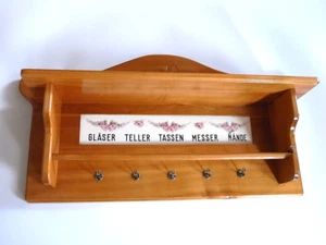 Handtuchhalter Regal 5 Haken alte Max Roesler Kachel Holzrahmen Wandboard - Bild 1 von 11