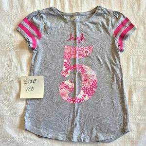 Crazy 8 girls size 7/8 or Medium high 5 designed gray short sleeve shirt VGUC - Picture 1 of 6