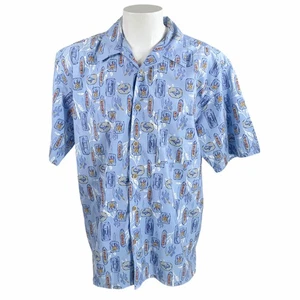 Ocean Pacific Hawaii Aloha Hemd XL Tribal Floral Tiki Steel Blue - Bild 1 von 6