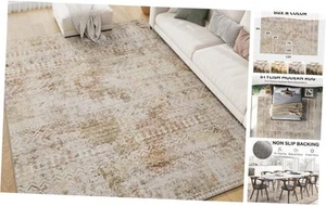 Modern Camel/Brown 9x12 ft Geometric Area Rug for Living Room, Bedroom, Dining - Picture 1 of 7