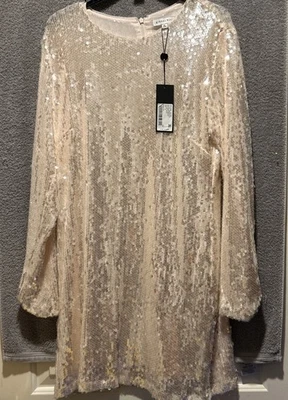 Nuevo con etiquetas Vestido Gianni Bini Lentejuelas Rubí, Color Paloma, Cóctel Brillante, Talla XL Foto 1 de 4