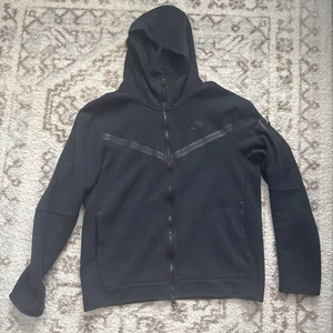 Nike Tech Fleece Hoodie Jacke schwarz durchgehender Reißverschluss Windrunner Herren Large " - Bild 1 von 3