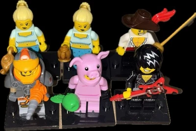 LOT OF 6 Lego Mini Figures Series 12 PIGGY GUY GENIE ROCKER PIRATE Minifigure W - Image 1 of 4