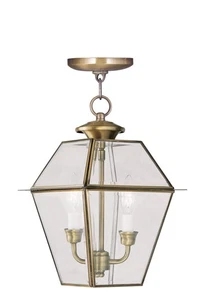 Livex Lighting 2285-01 Westover Outdoor Pendant or Chandeller Antique Brass - Picture 1 of 1