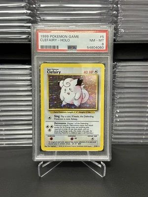 PSA 8 Pokémon 1999 Base Set Unlimited Clefairy Holo 5/102 *NM-MT* - Image 1 of 2