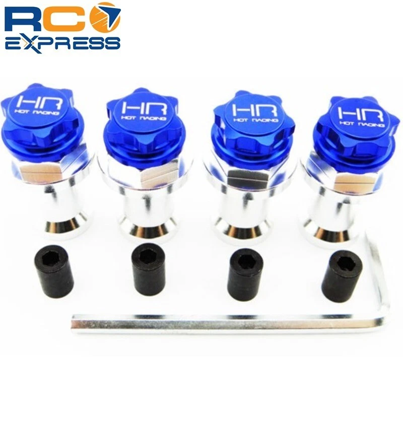 Hot Racing Cb107x06 HD Blue 17mm Clod Wheel Adapter W Serrated Nuts