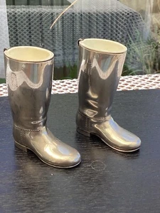 Vintage Pair Of Silver Plated 1 & 1,5 oz. Riding Boots, inner/Shot Drink Measure - Picture 1 of 7