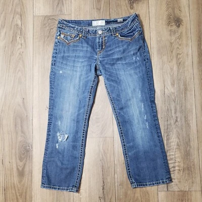 Mujer 31 Mek Dnm Daytona Capri Envejecido Medio Lavado Elastizado Denim 24" Entrepierna Foto 1 de 4