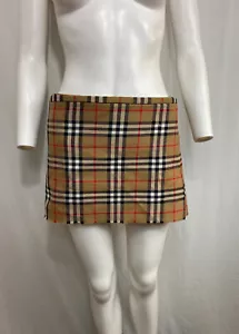 Vtg VIVIENNE WESTWOOD BURBERRY NOVA CHECK BELTED KILT MINI SKIRT S - Picture 1 of 7