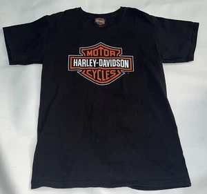 Harley Davidson Boys T-shirt Size L Black Myrtle Beach SC Graphic Tee Crew Neck - Picture 1 of 4