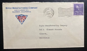 1943 Lubbock TX Usa Advertising Cover To Alameda CA Boyle Manufacturing Co - Picture 1 of 2