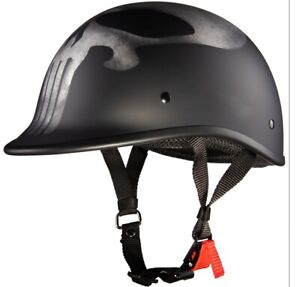 Punisher Motorcycle Half Helmet - Small and Light DOT Approved Skull Cap EM-1031