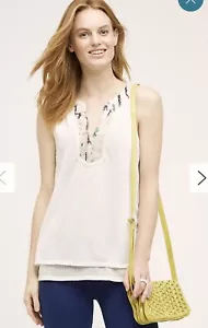 Anthropologie Tiny Brand Tank Top Gr. L Cassia Ivory Navy Pink Paillettenbesatz Strick - Bild 1 von 7