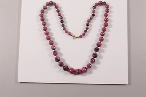 Collier Kette Achat Kugeln rosa schwarz Länge 62cm - Bild 1 von 7