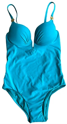 TRAJE DE BAÑO NATORI KOKO MOGOLIAN VERDE AZULADO MUESCA DRAGÓN CON AROS UNA PIEZA 6 B/C Foto 1 de 4