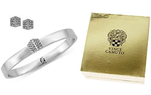 Conjunto de brazalete y pendientes Vince Camuto tono plata pavé en caja de regalo $65 - Imagen 1 de 4