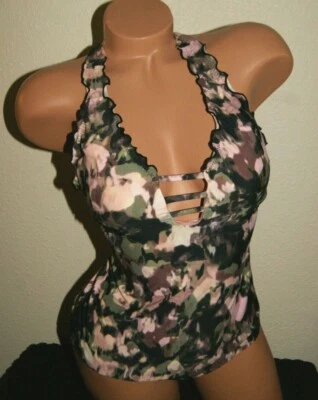 New NWT Lucky Brand Tie Dye Camo look Tankini Top Sz XS Extra Small $54 - Image 1 of 2