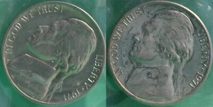1971 P and D Jefferson Nickels 2 monedas UNC violonchelos conjunto de monedas de cinco centavos como nuevas de Estados Unidos - Imagen 1 de 3