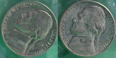 1971 P & D Jefferson Nickels 2 Coin UNC Cellos from US Mint Set Five-Cent Coins Cover
