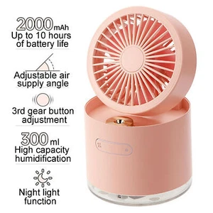 Portable Misting Fan with Light Rechargeable Battery Spray Water Mist Fan - Picture 1 of 6