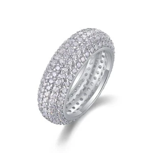 Alianzas de boda anillo de eternidad de moissanita helada de 5 filas S925 probador de pase de plata - Imagen 1 de 9