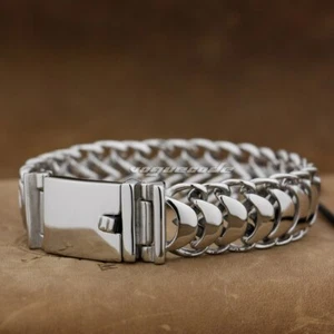 Pulsera de cadena de eslabones de acero inoxidable motociclista rock punk joyería 5E007A - Imagen 1 de 27