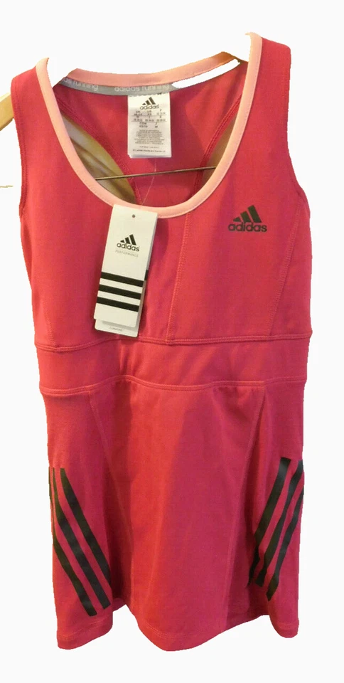 Nuevo con Etiquetas Adidas Talla XS Rosa Caliente Gris Rayas Clima Cool Malla Corredor Parte Trasera Top  Foto 1 de 4