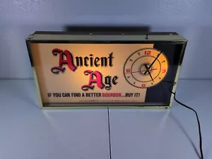 Vintage 1950s Ancient Age Whiskey Light Clock Advertising Bar Sign 19" X 11" X4" - Picture 1 of 8