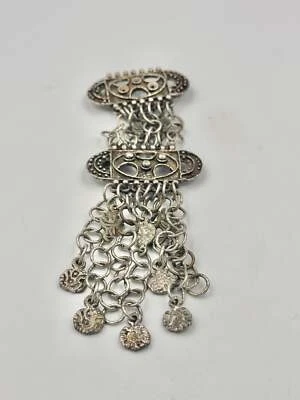 Antike filigrane Trachten-Brosche, versilbert - Bild 1 von 4